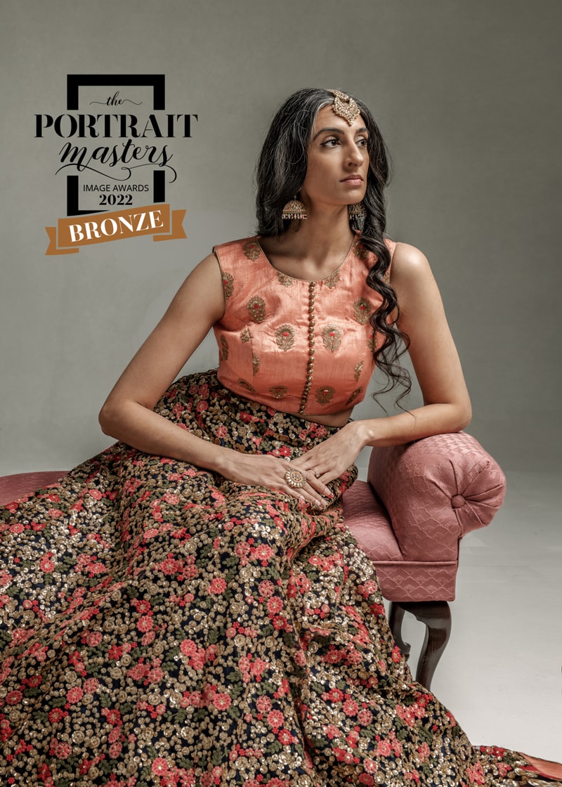 portrait, studio portrait, model, indian, sari, portrait masters awards, bronze award, accreditation